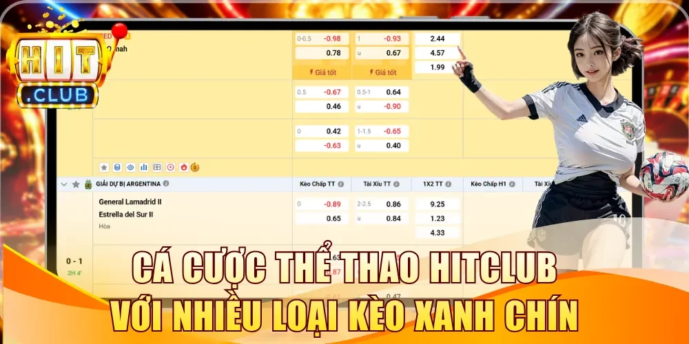 Cá cược thể thao Hitclub với nhiều loại kèo hấp dẫn và xanh chín