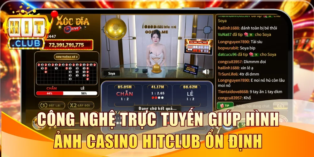 Công nghệ trực tuyến giúp hình ảnh casino Hitclub ổn định